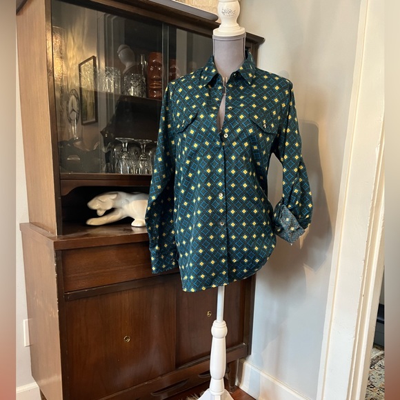 Sleek Jones New York geometric collared shirt - Picture 1 of 9